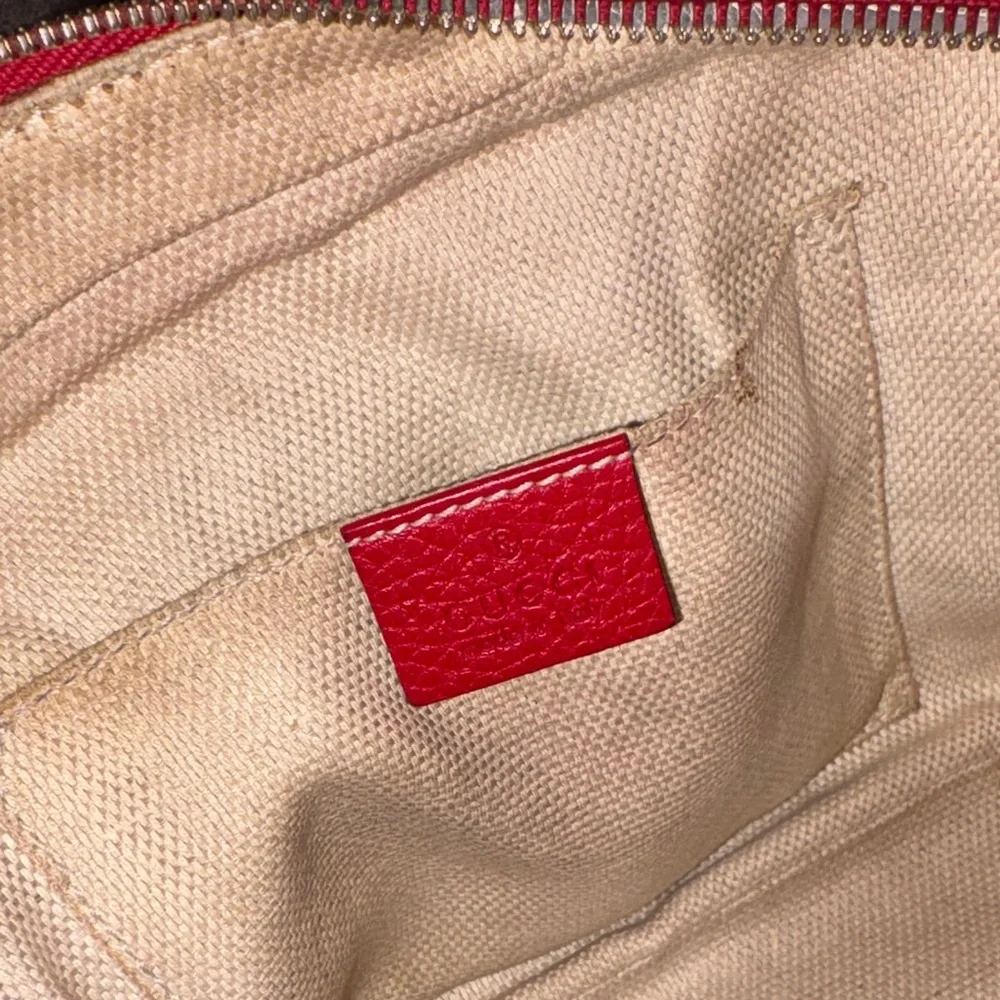 Authentic Gucci Soho Red Disco Leather Crossbody with Tassel
